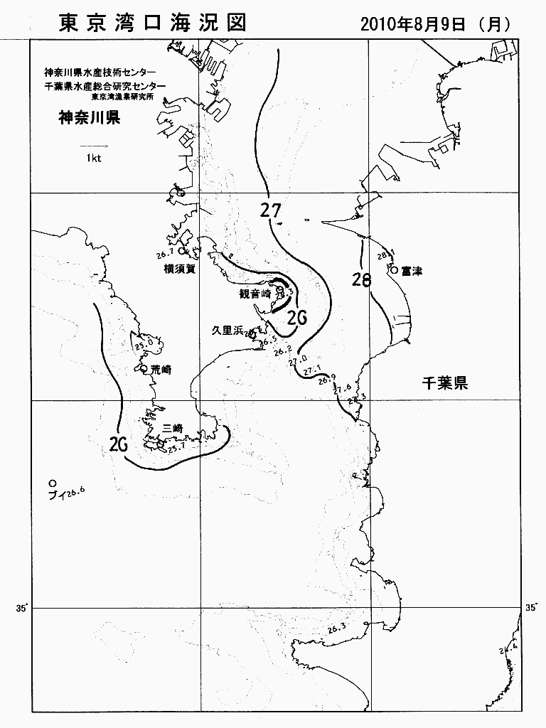 海況図, 東京湾口海況図 検索結果, (水温分布 等を図示)