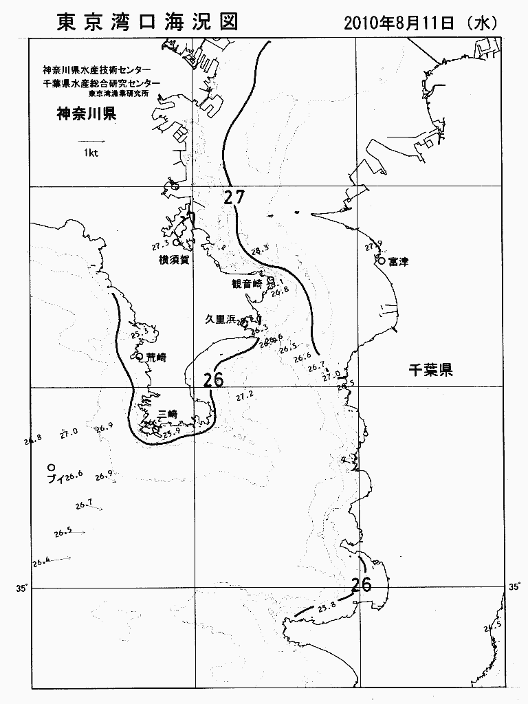 海況図, 東京湾口海況図 検索結果, (水温分布 等を図示)