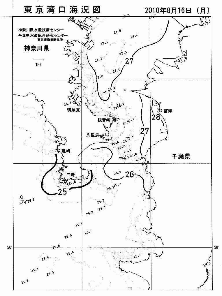 海況図, 東京湾口海況図 検索結果, (水温分布 等を図示)