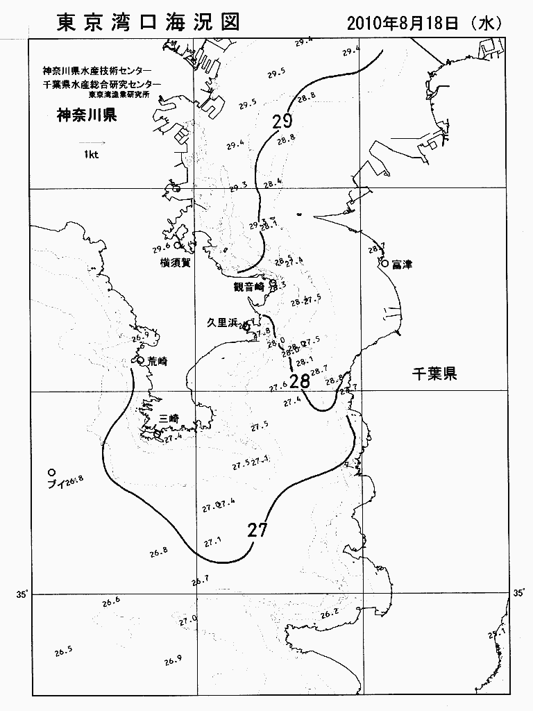 海況図, 東京湾口海況図 検索結果, (水温分布 等を図示)