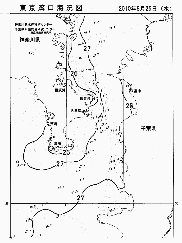 海況図, 東京湾口海況図 検索結果, (水温分布 等を図示)
