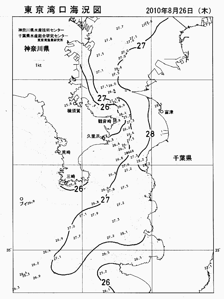 海況図, 東京湾口海況図 検索結果, (水温分布 等を図示)