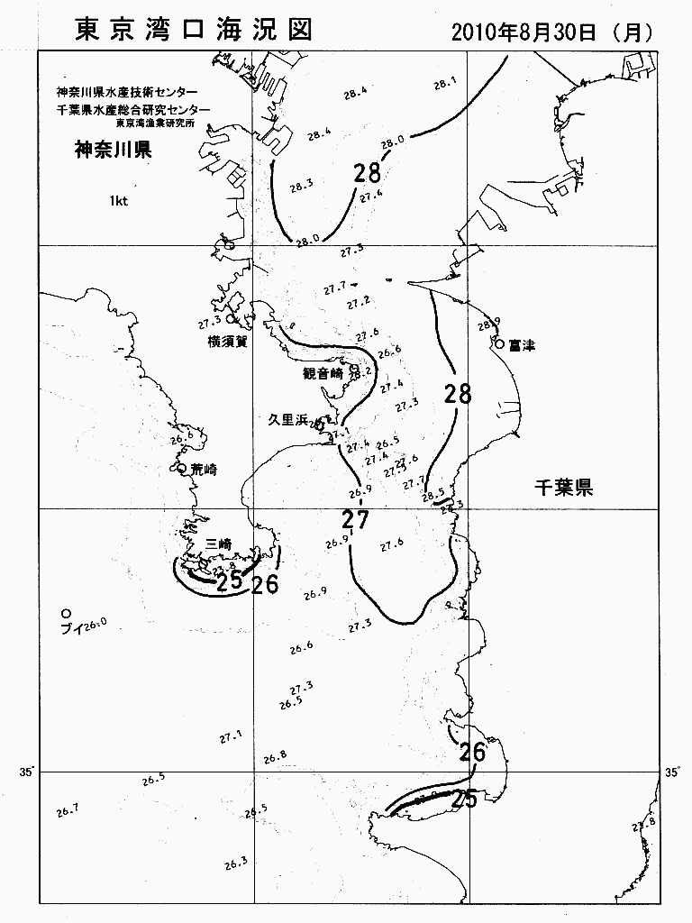 海況図, 東京湾口海況図 検索結果, (水温分布 等を図示)