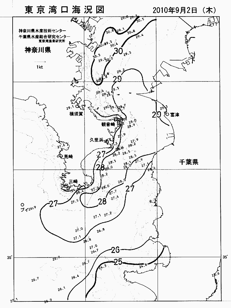 海況図, 東京湾口海況図 検索結果, (水温分布 等を図示)