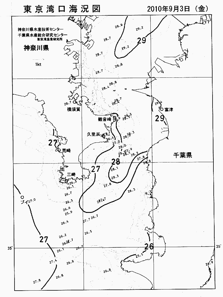 海況図, 東京湾口海況図 検索結果, (水温分布 等を図示)