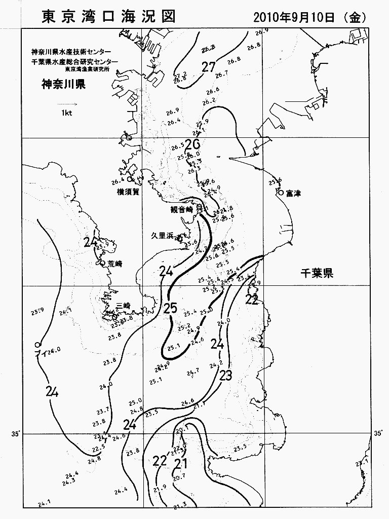 海況図, 東京湾口海況図 検索結果, (水温分布 等を図示)