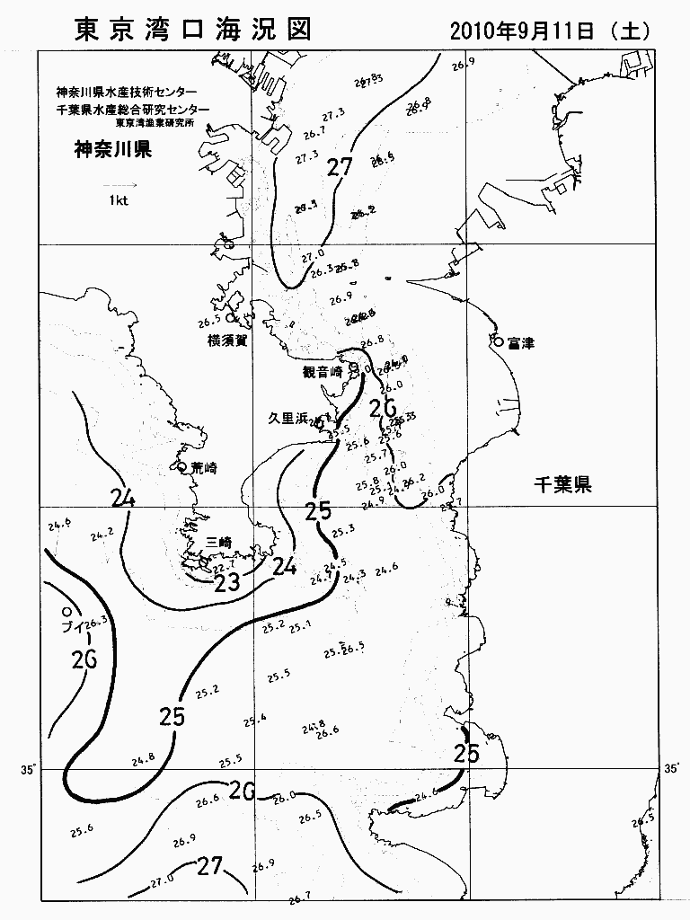 海況図, 東京湾口海況図 検索結果, (水温分布 等を図示)