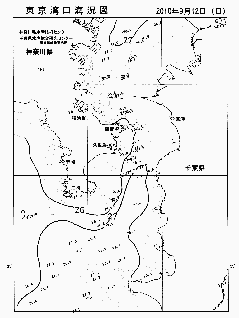 海況図, 東京湾口海況図 検索結果, (水温分布 等を図示)
