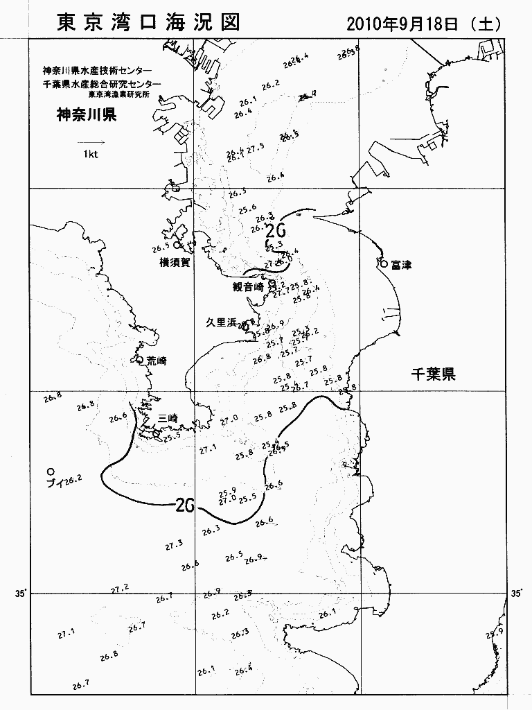 海況図, 東京湾口海況図 検索結果, (水温分布 等を図示)