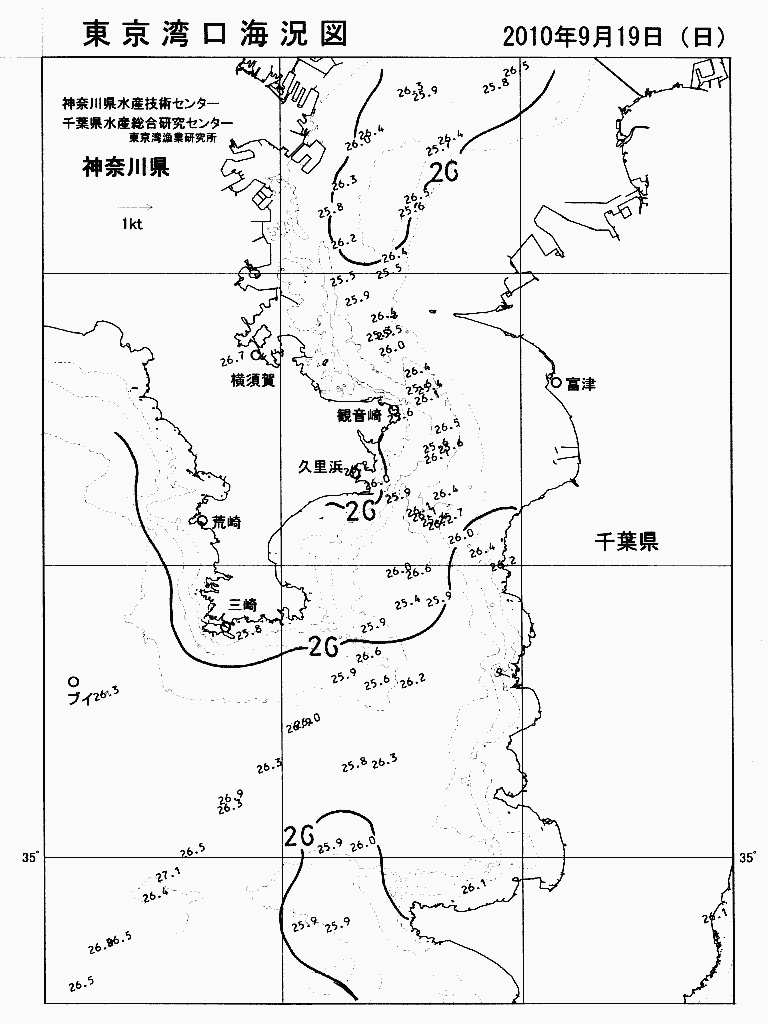 海況図, 東京湾口海況図 検索結果, (水温分布 等を図示)