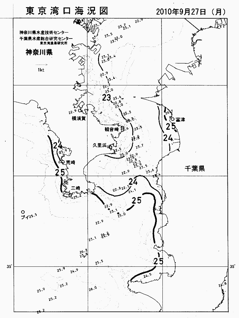 海況図, 東京湾口海況図 検索結果, (水温分布 等を図示)