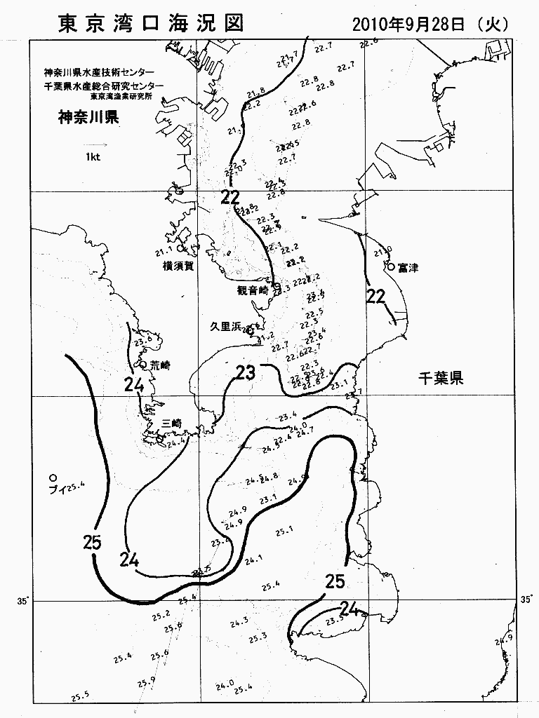 海況図, 東京湾口海況図 検索結果, (水温分布 等を図示)