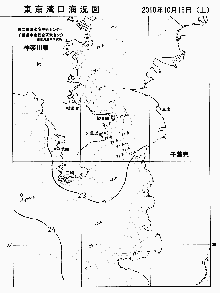 海況図, 東京湾口海況図 検索結果, (水温分布 等を図示)
