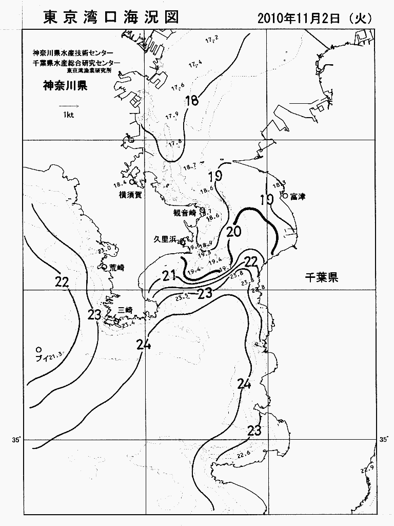 海況図, 東京湾口海況図 検索結果, (水温分布 等を図示)