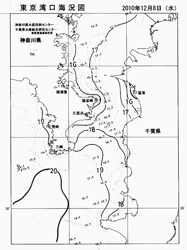 海況図, 東京湾口海況図 検索結果, (水温分布 等を図示)