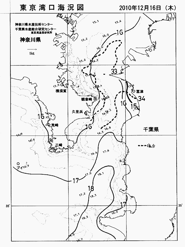 海況図, 東京湾口海況図 検索結果, (水温分布 等を図示)