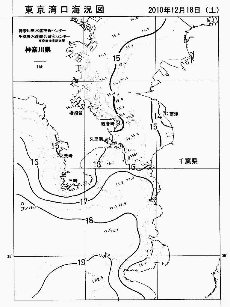 海況図, 東京湾口海況図 検索結果, (水温分布 等を図示)