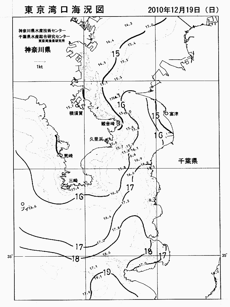 海況図, 東京湾口海況図 検索結果, (水温分布 等を図示)
