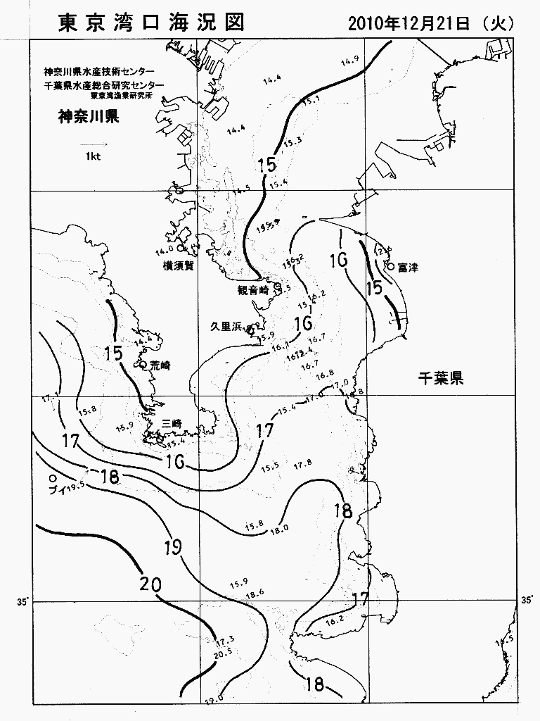 海況図, 東京湾口海況図 検索結果, (水温分布 等を図示)