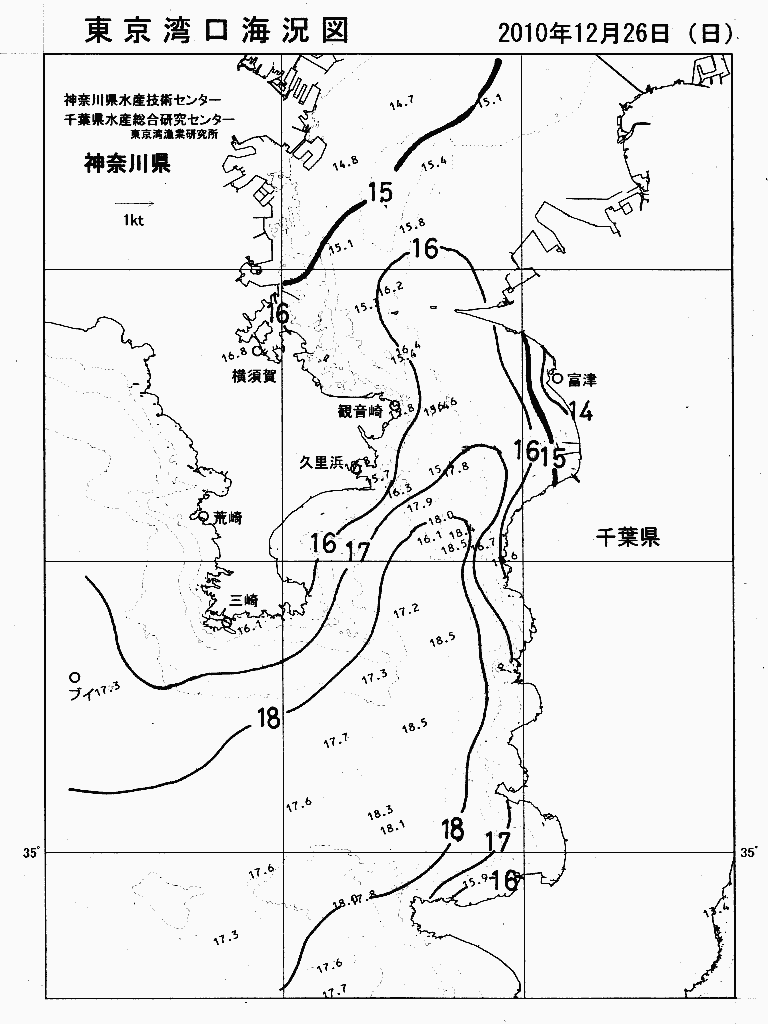 海況図, 東京湾口海況図 検索結果, (水温分布 等を図示)