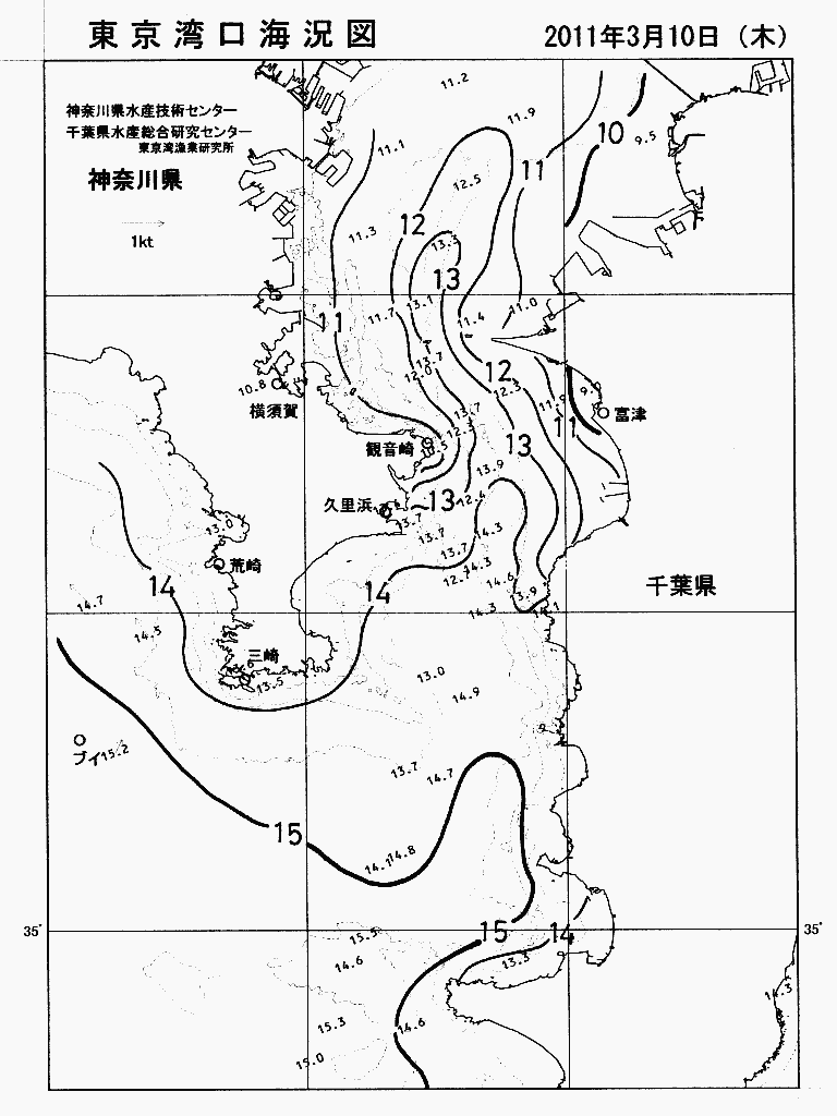 海況図, 東京湾口海況図 検索結果, (水温分布 等を図示)