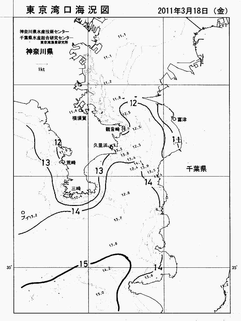 海況図, 東京湾口海況図 検索結果, (水温分布 等を図示)