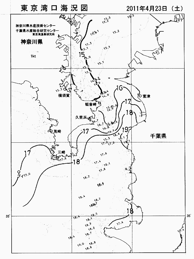 海況図, 東京湾口海況図 検索結果, (水温分布 等を図示)