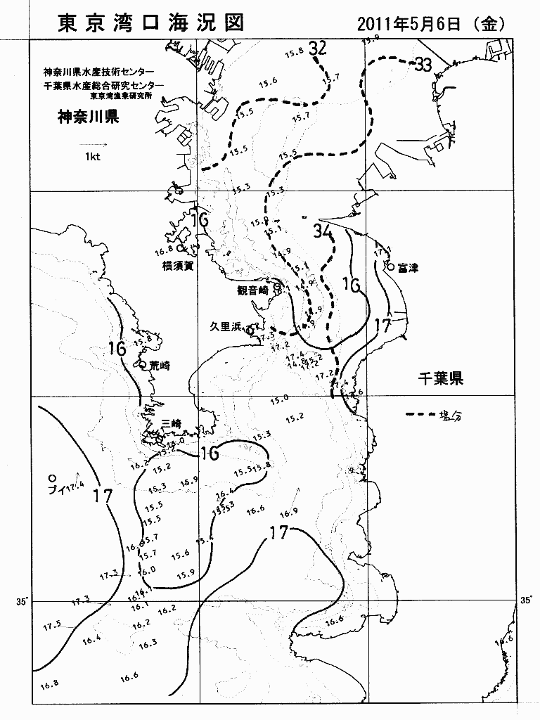 海況図, 東京湾口海況図 検索結果, (水温分布 等を図示)