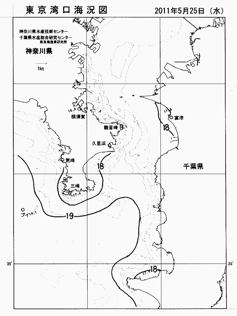 海況図, 東京湾口海況図 検索結果, (水温分布 等を図示)