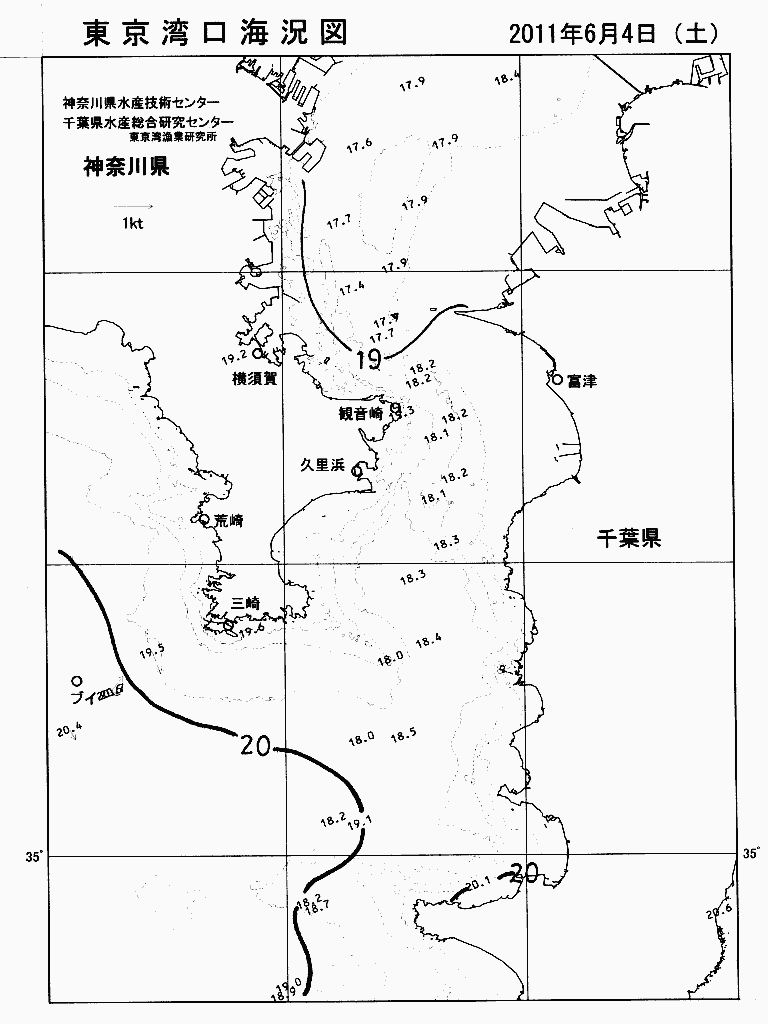 海況図, 東京湾口海況図 検索結果, (水温分布 等を図示)
