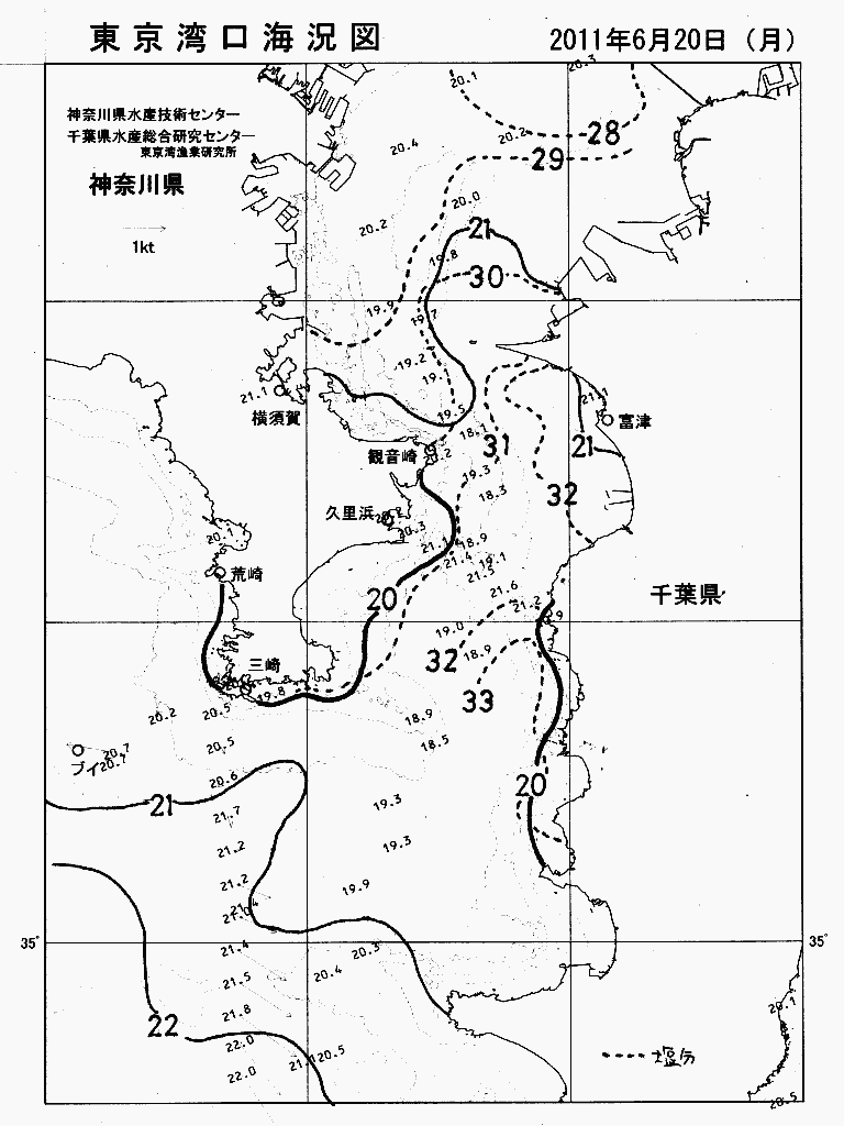 海況図, 東京湾口海況図 検索結果, (水温分布 等を図示)