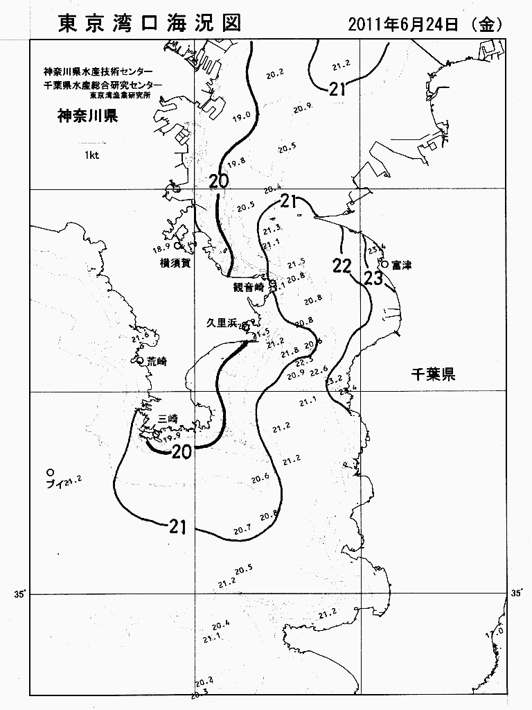 海況図, 東京湾口海況図 検索結果, (水温分布 等を図示)