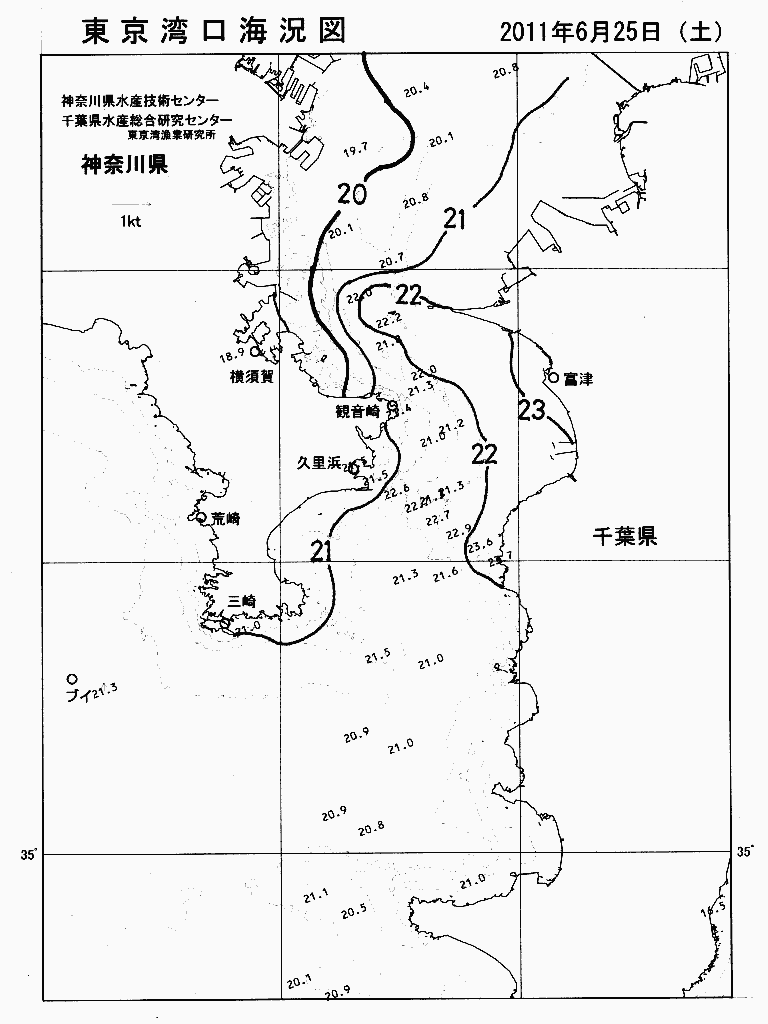 海況図, 東京湾口海況図 検索結果, (水温分布 等を図示)