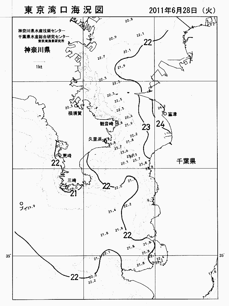 海況図, 東京湾口海況図 検索結果, (水温分布 等を図示)