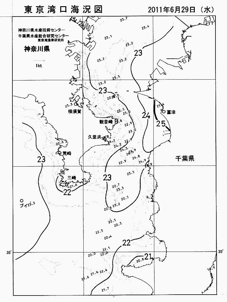 海況図, 東京湾口海況図 検索結果, (水温分布 等を図示)