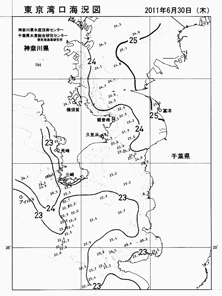 海況図, 東京湾口海況図 検索結果, (水温分布 等を図示)