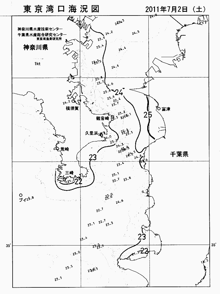 海況図, 東京湾口海況図 検索結果, (水温分布 等を図示)
