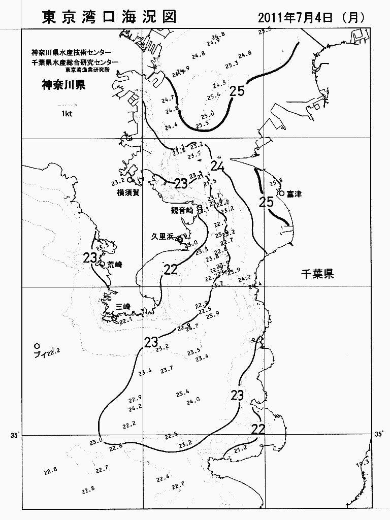 海況図, 東京湾口海況図 検索結果, (水温分布 等を図示)