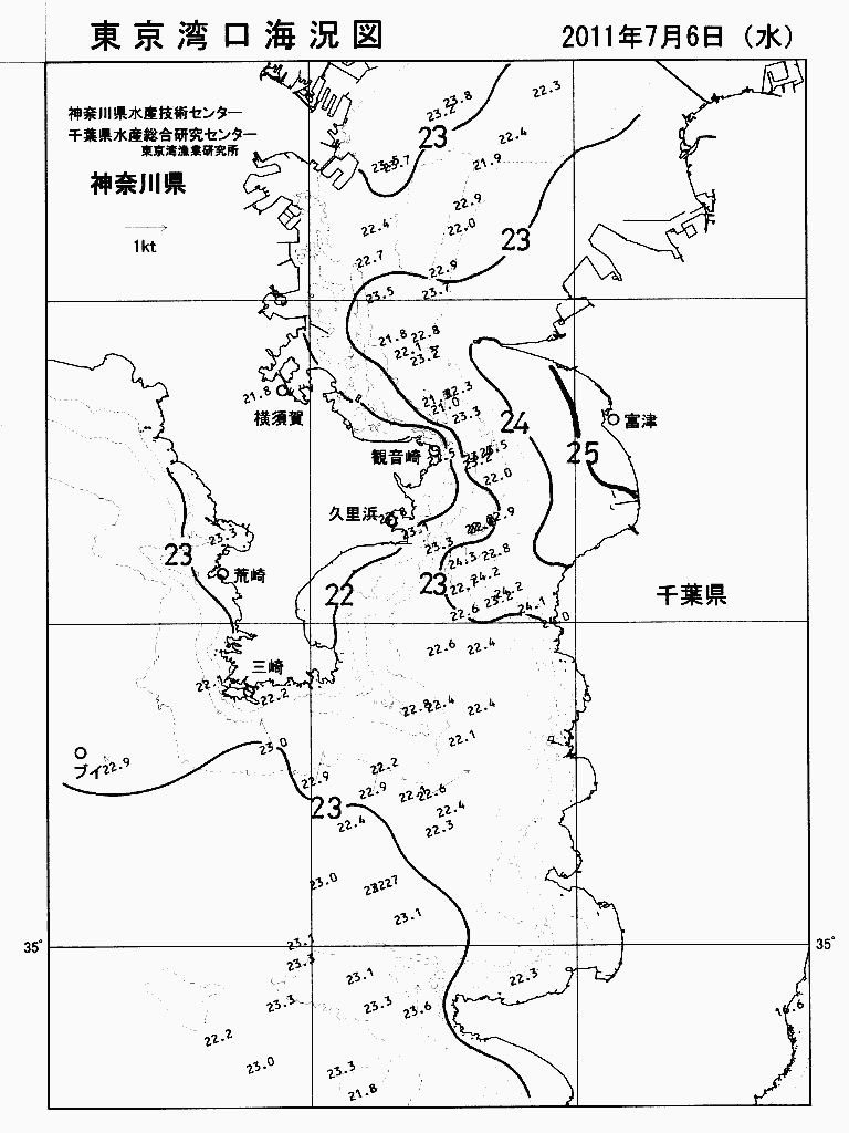 海況図, 東京湾口海況図 検索結果, (水温分布 等を図示)