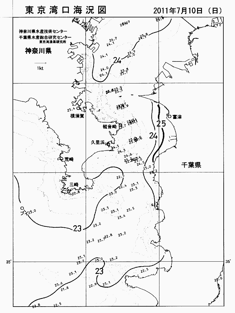 海況図, 東京湾口海況図 検索結果, (水温分布 等を図示)