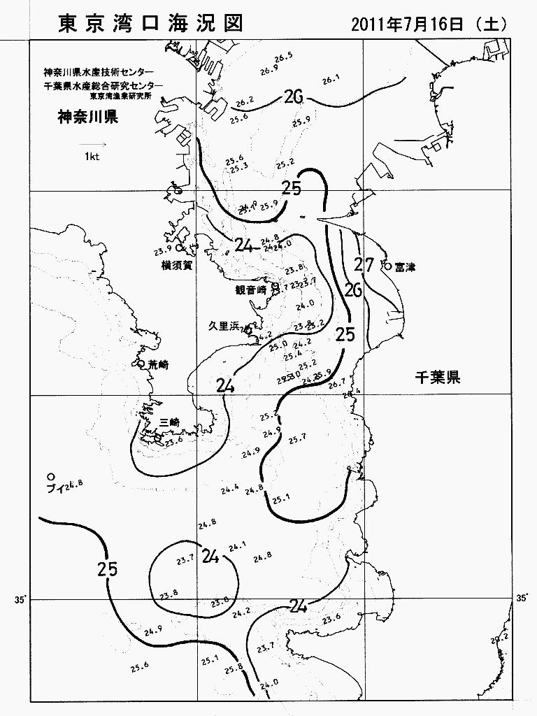 海況図, 東京湾口海況図 検索結果, (水温分布 等を図示)