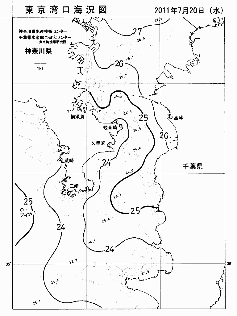 海況図, 東京湾口海況図 検索結果, (水温分布 等を図示)