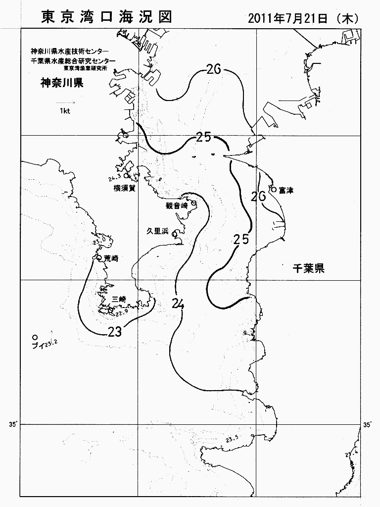 海況図, 東京湾口海況図 検索結果, (水温分布 等を図示)