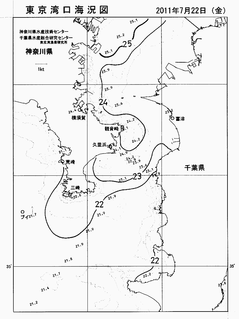 海況図, 東京湾口海況図 検索結果, (水温分布 等を図示)