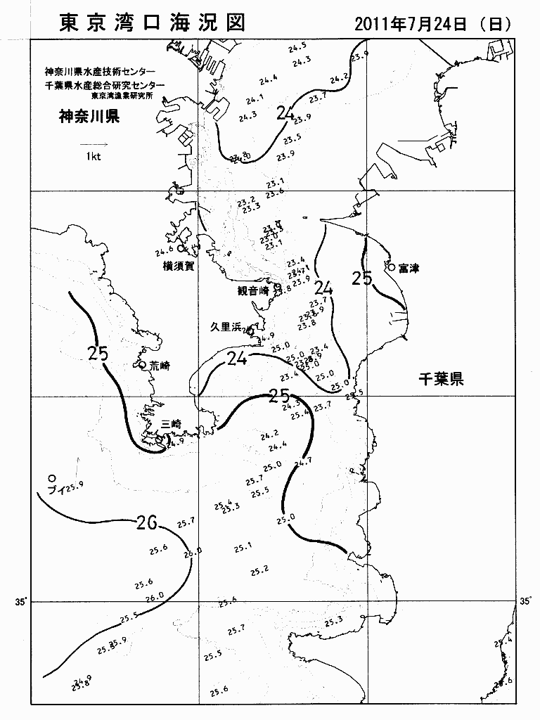 海況図, 東京湾口海況図 検索結果, (水温分布 等を図示)
