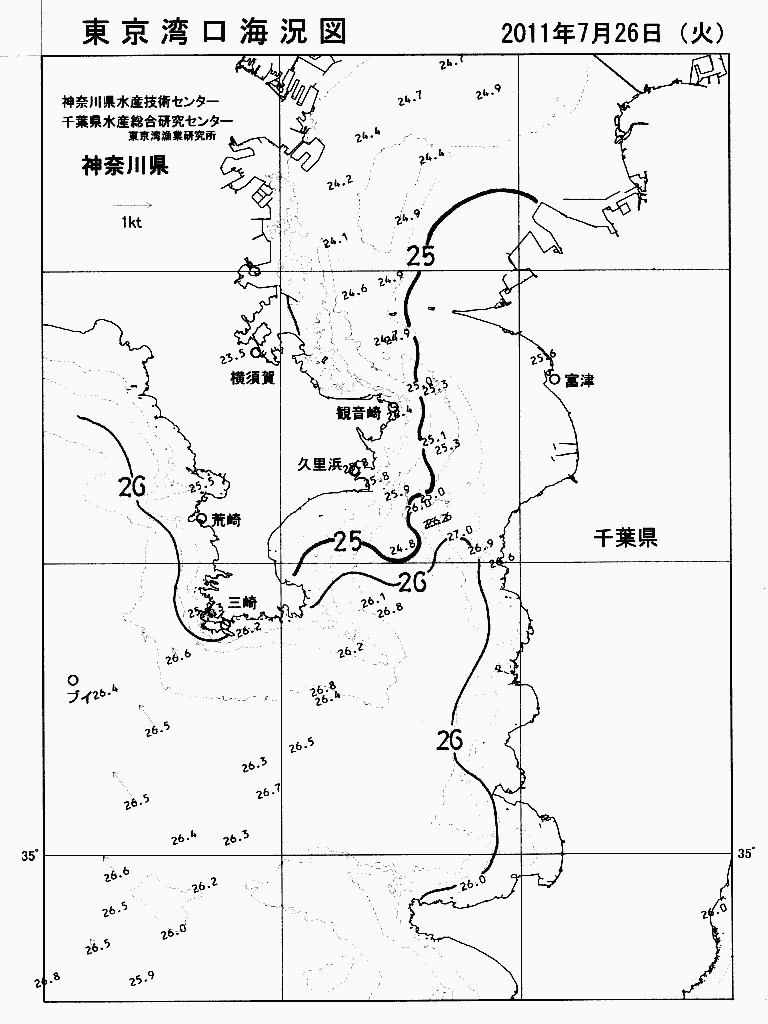 海況図, 東京湾口海況図 検索結果, (水温分布 等を図示)