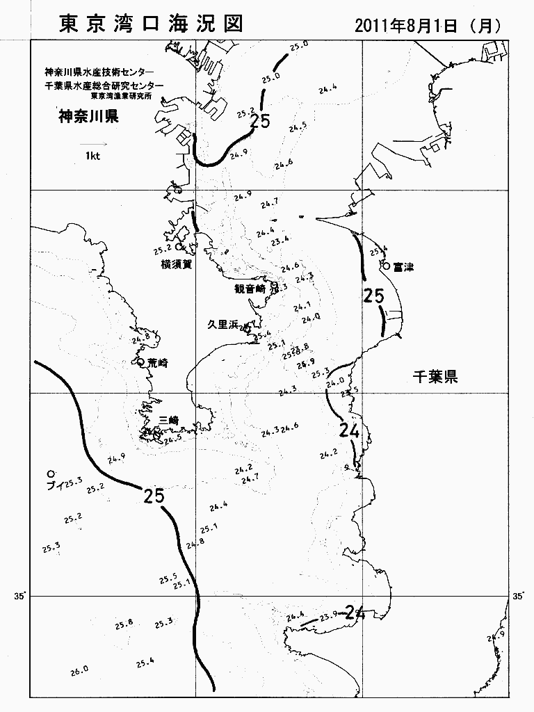 海況図, 東京湾口海況図 検索結果, (水温分布 等を図示)