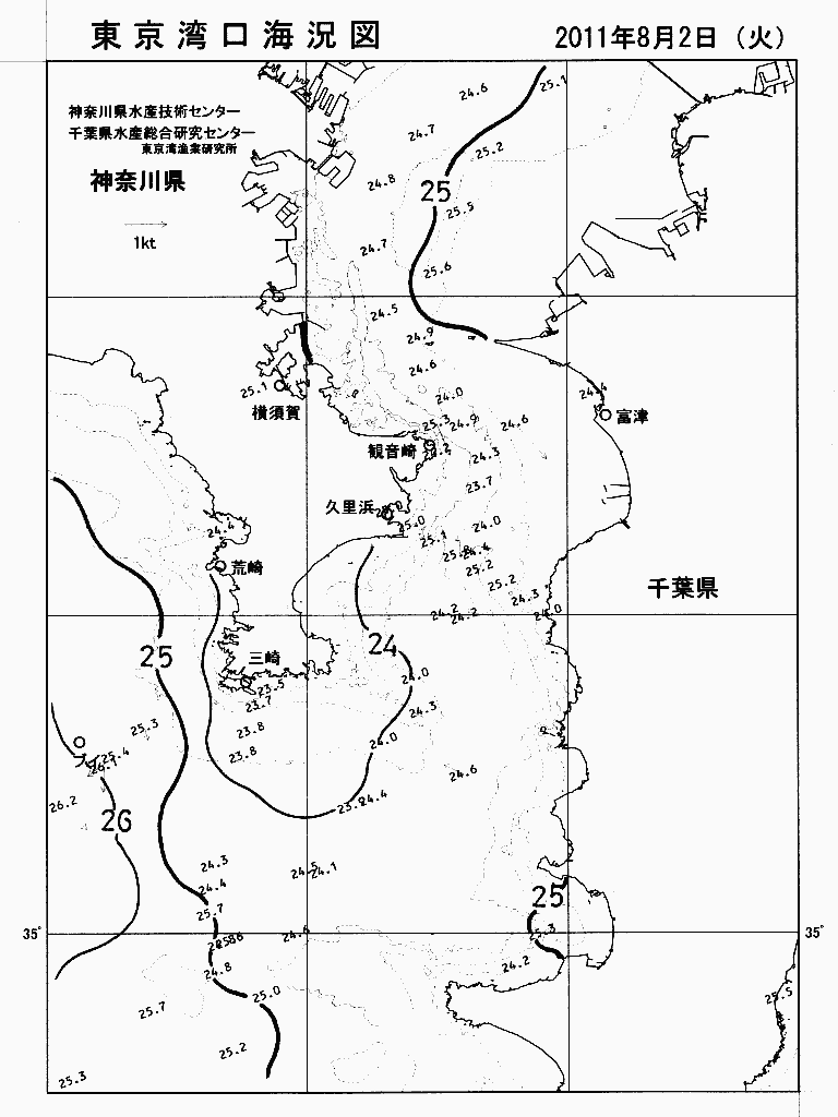 海況図, 東京湾口海況図 検索結果, (水温分布 等を図示)