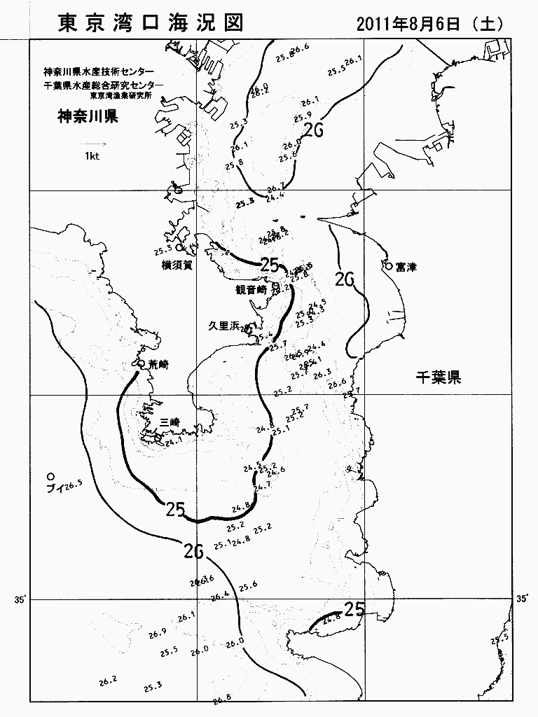 海況図, 東京湾口海況図 検索結果, (水温分布 等を図示)