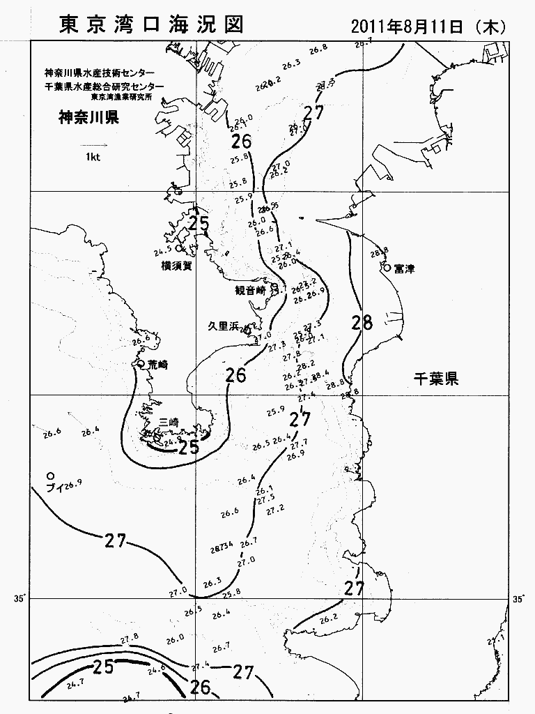 海況図, 東京湾口海況図 検索結果, (水温分布 等を図示)
